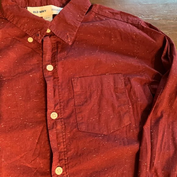Old Navy Boys Size L Dark Red Button Down Shirt - Picture 2 of 3